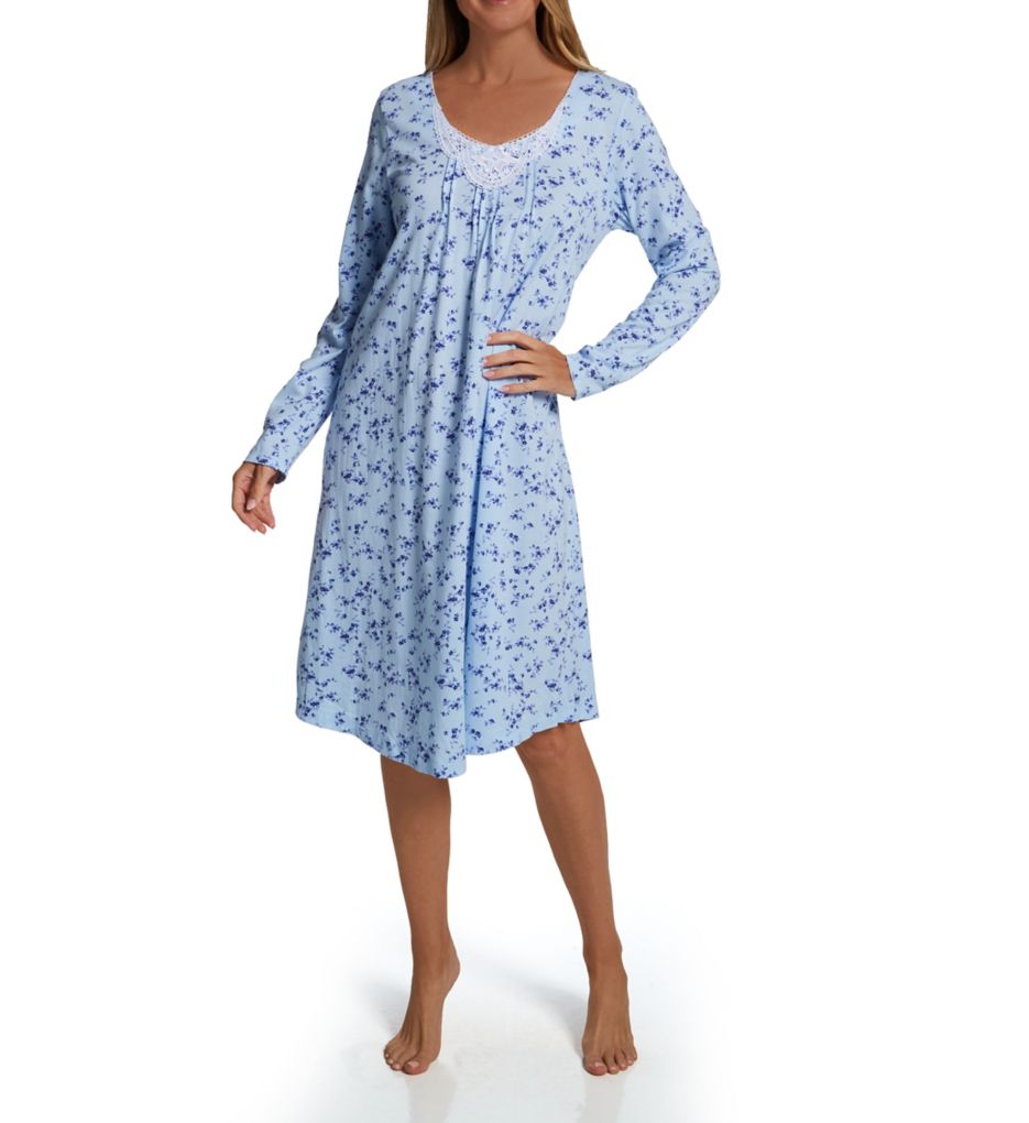 Carole Hochman Allover Printed Cotton Jersey Long Robe