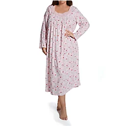 Plus Size 100% Cotton Jersey Knit Long Sleeve Gown