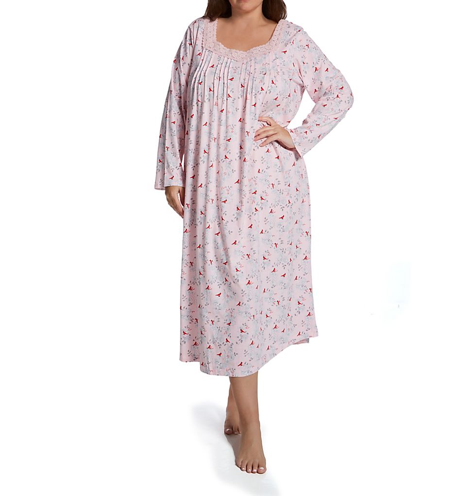 Plus Size 100% Cotton Jersey Knit Long Sleeve Gown CH8265X