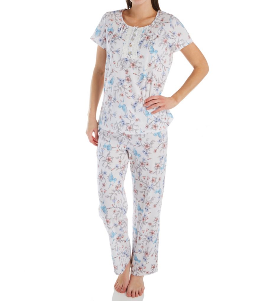 Watercolor Floral Cotton Short Sleeve Pajama Set-acs