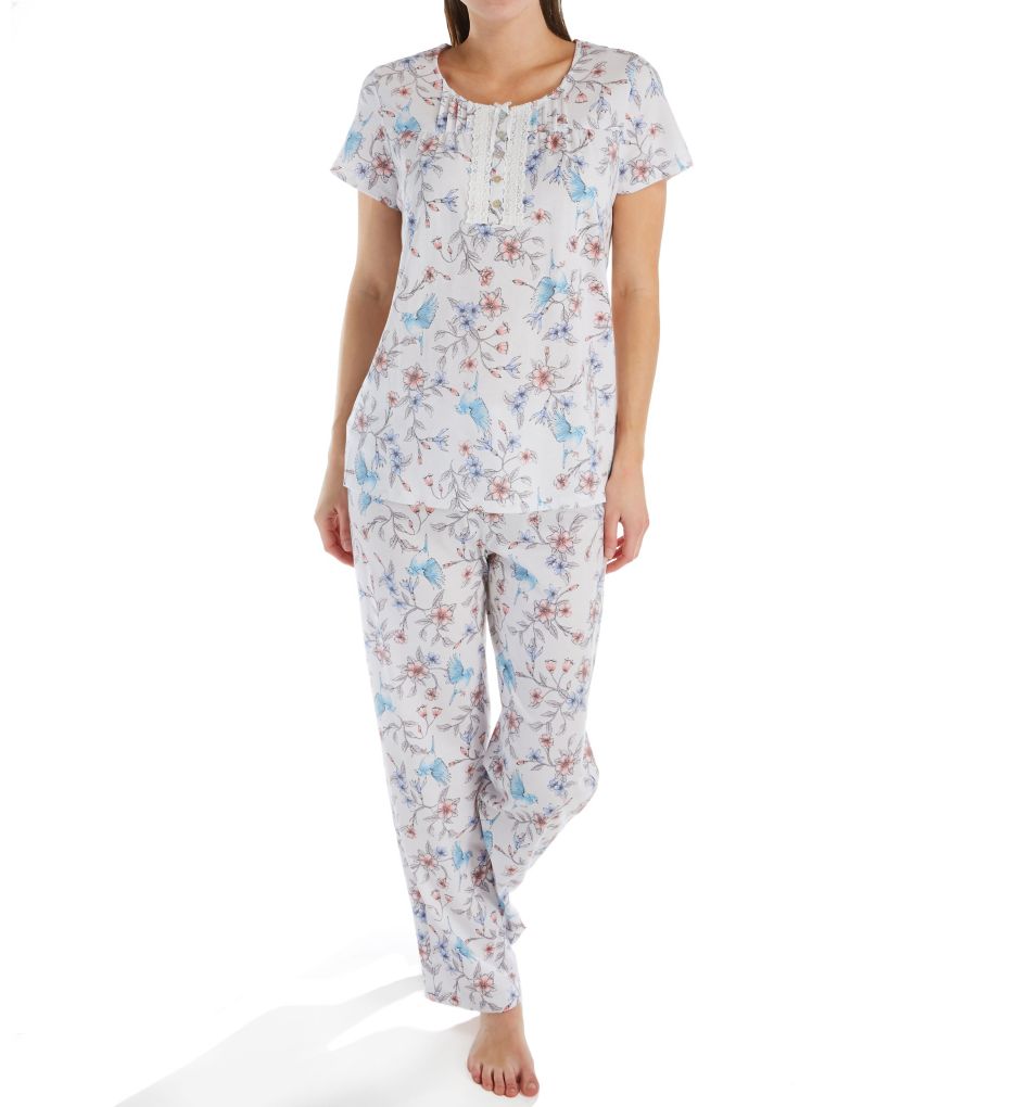 Watercolor Floral Cotton Short Sleeve Pajama Set-fs