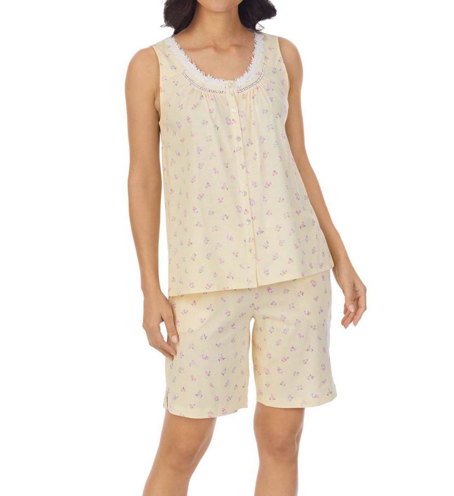 100% Cotton Sleeveless Bermuda Short PJ Set-acs