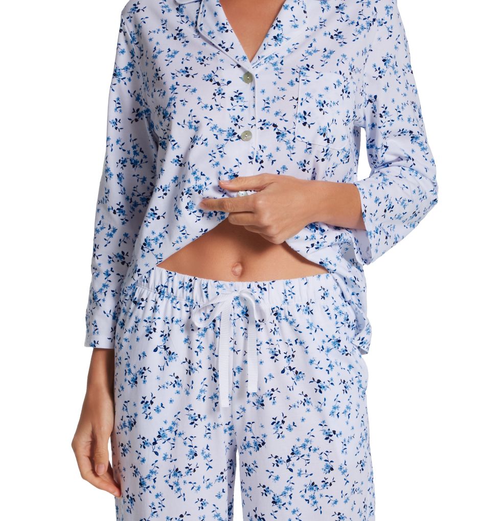 Blue Toile 3/4 Sleeve Notch Collar PJ Set-cs2