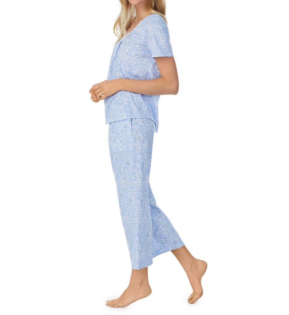 100% Cotton Knit Short Sleeve Capri PJ Set-fs