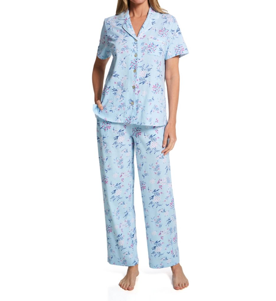 Carole Hochman 100% Cotton Knit Short Sleeve Notch Collar PJ Set CH92600 - Image 1