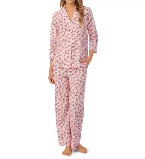 Carole Hochman 100% Cotton Knit 3/4 Sleeve Long PJ Set CH92602