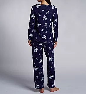 100% Cotton Knit Navy Bouquet PJ Set Navy Bouquet Print S