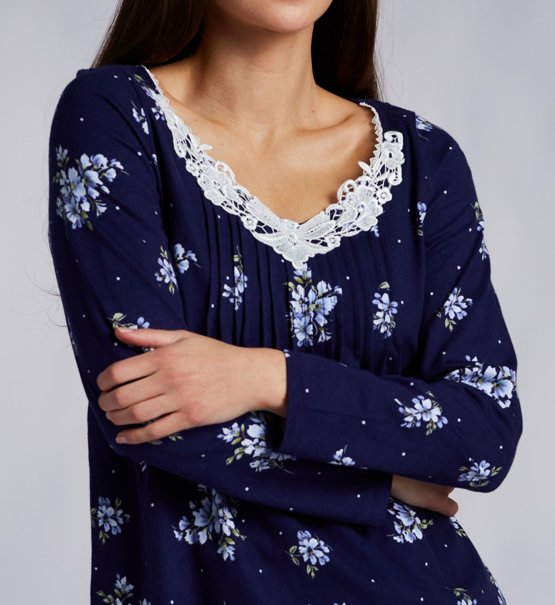 Carole Hochman 100% Cotton Knit Navy Bouquet PJ Set CH92668 - Image 3