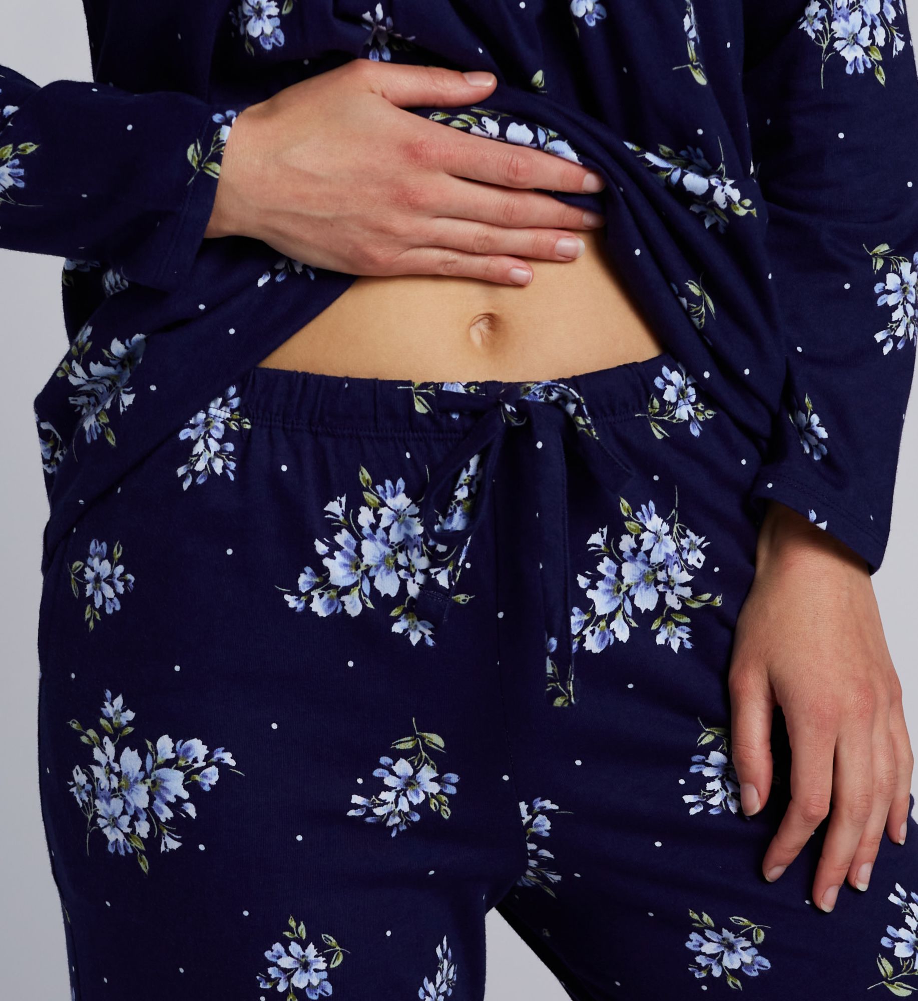 Carole Hochman 100% Cotton Knit Navy Bouquet PJ Set CH92668 - Image 4