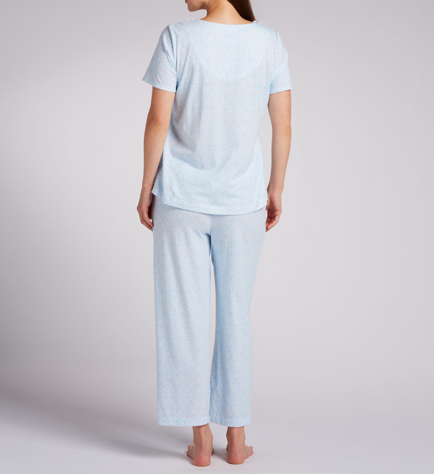 Carole Hochman 100% Cotton Jersey Short Sleeve Capri PJ Set Seaside S  - Image 2