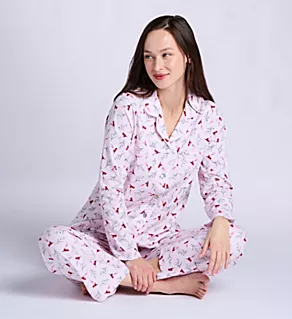 Cotton Long Sleeve Pajama Set New Cardinal M