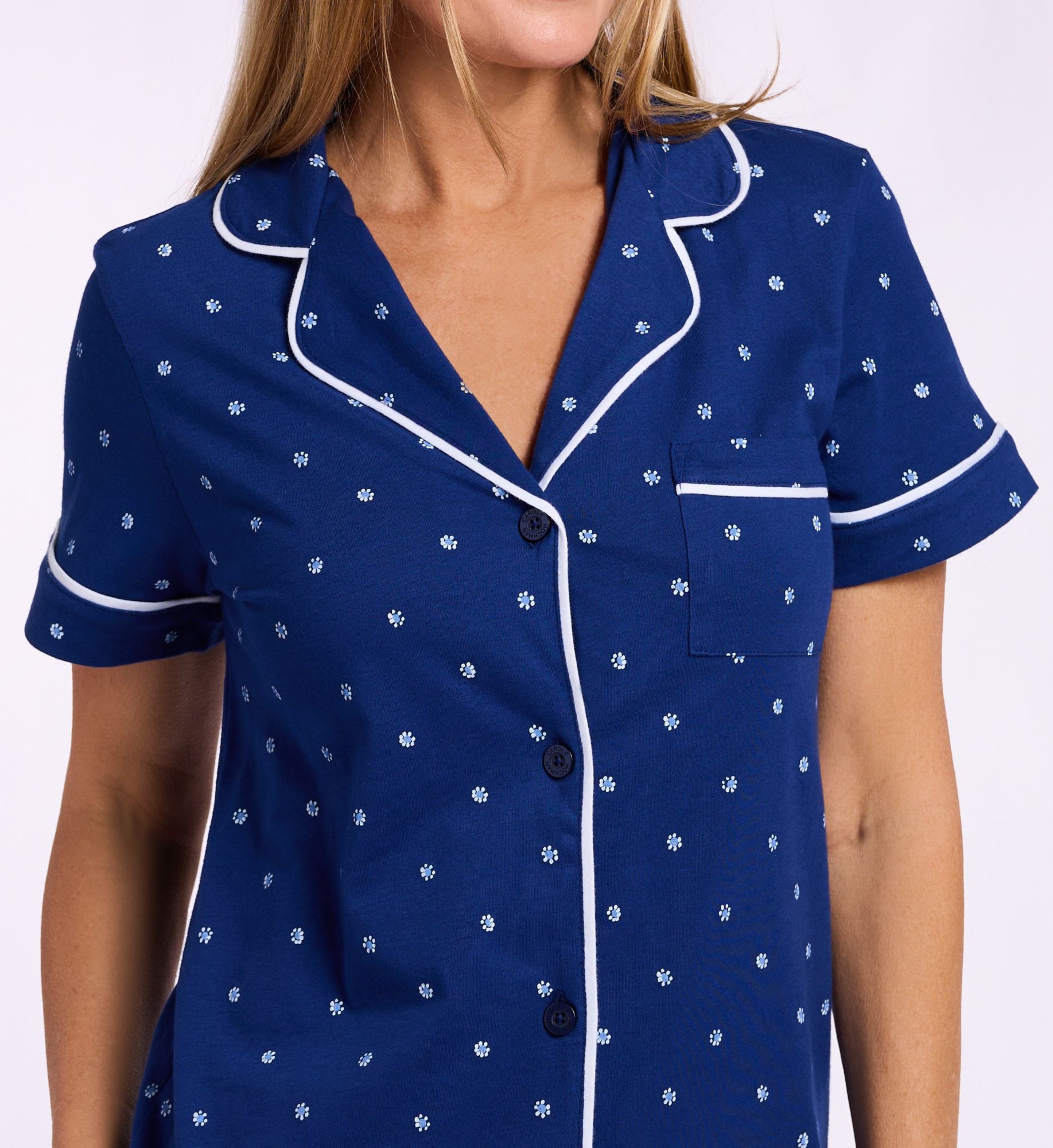 Carole Hochman Blue Depths Ditsy Cotton Short Sleeve Capri PJ Set CH92688 - Image 3