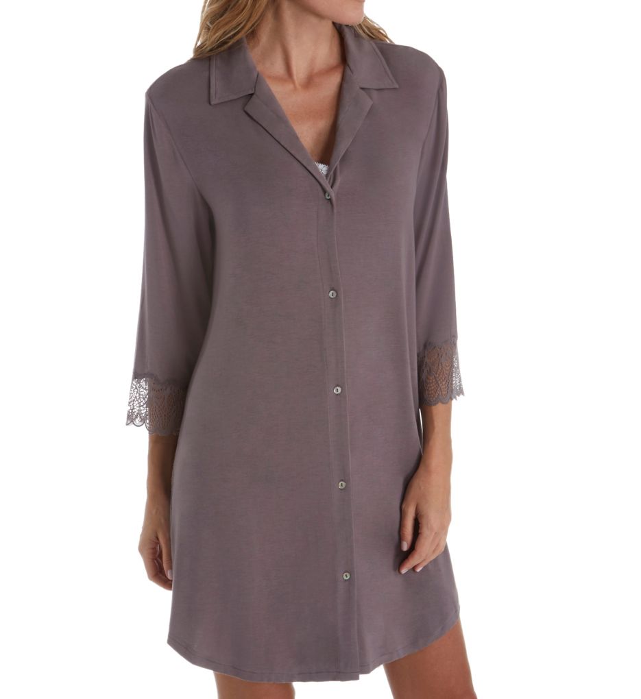 Delicate Bouquet 3/4 Sleeve Button Sleepshirt-acs