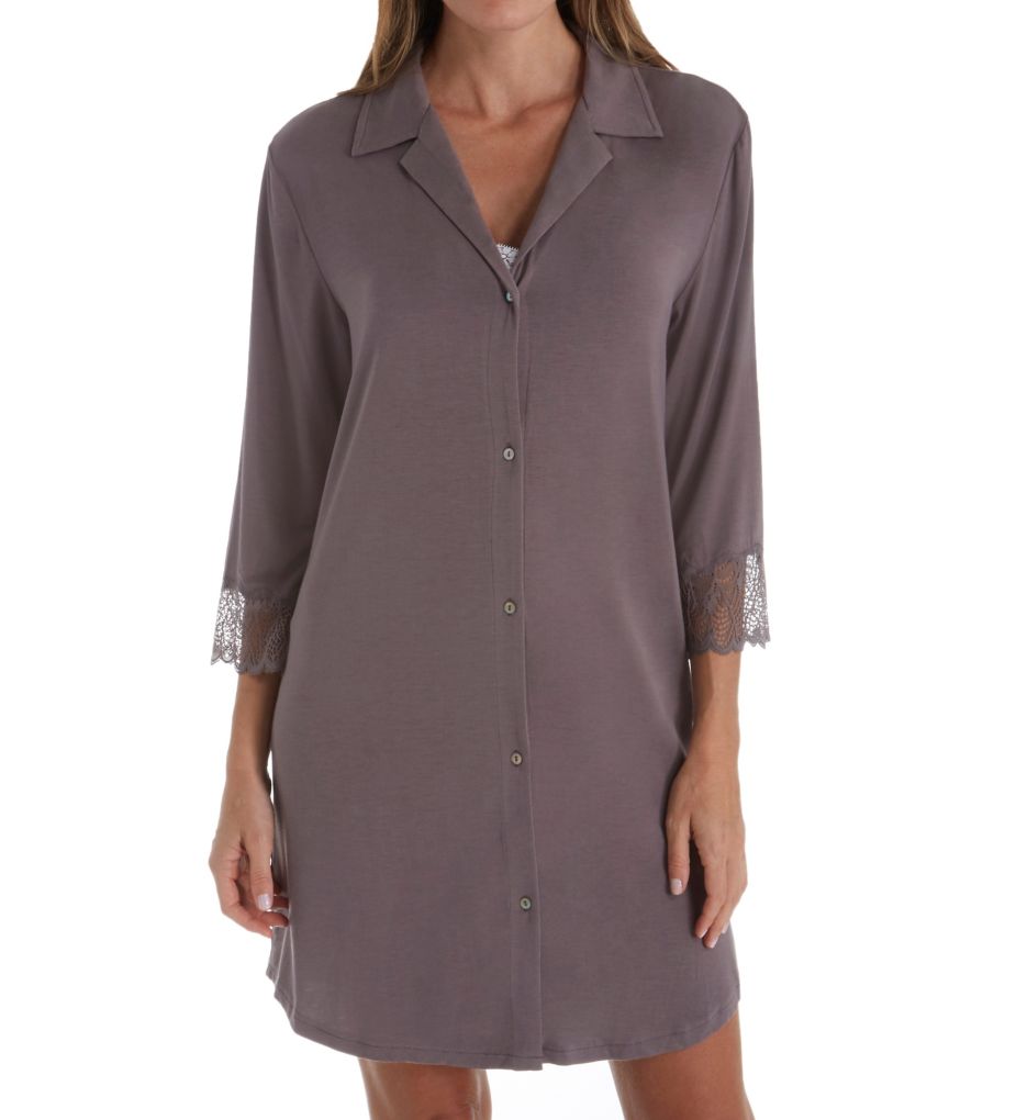 Delicate Bouquet 3/4 Sleeve Button Sleepshirt-fs