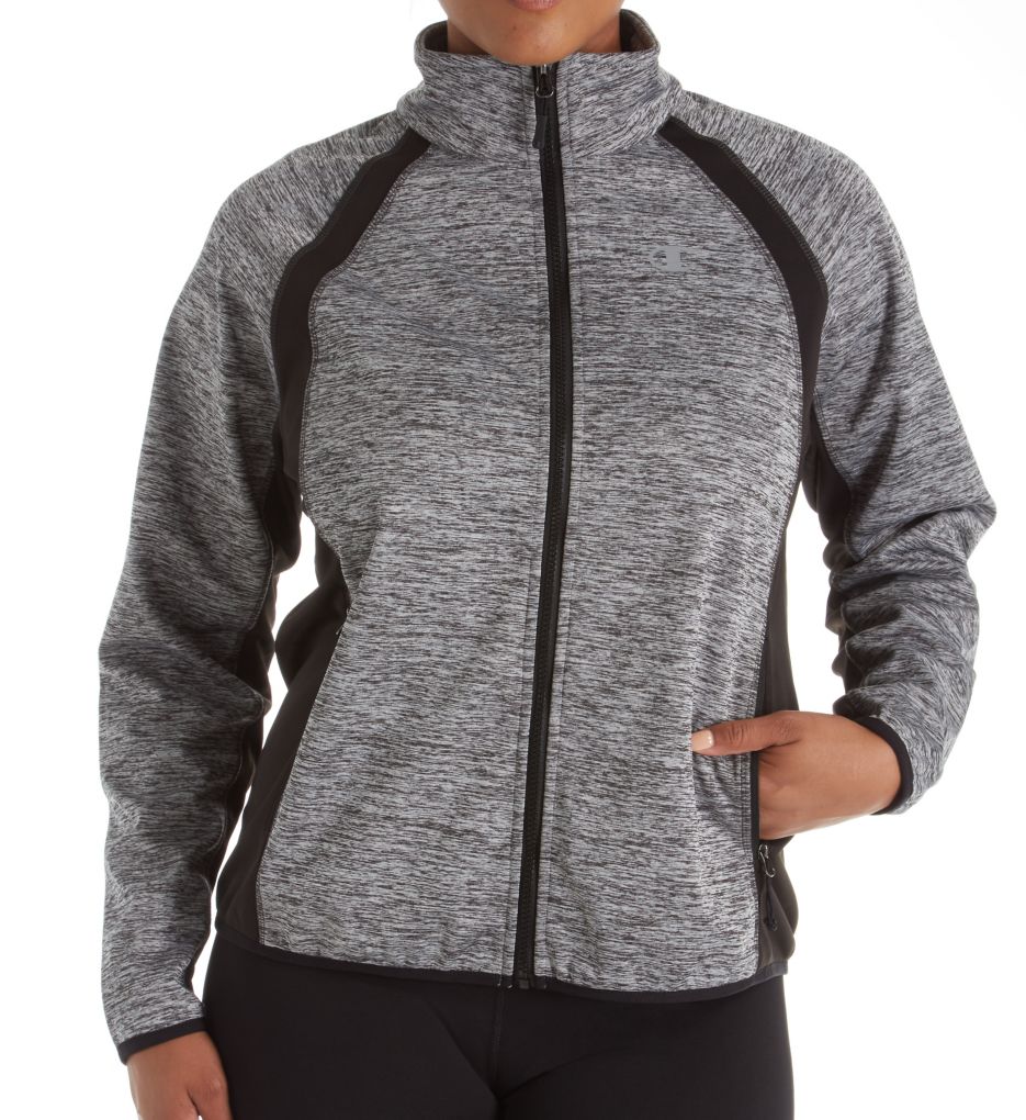 Plus Size Bonded Sport Knit Softshell Jacket-acs