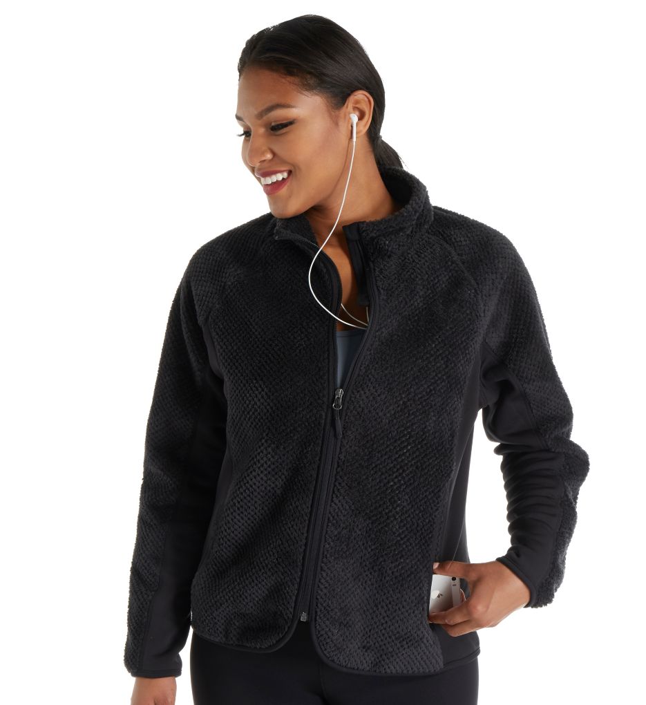 Plus Size Lux Faux Fur Bonded Fleece Knit Jacket-cs1