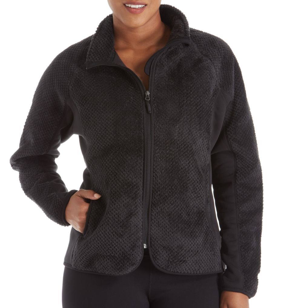 Plus Size Lux Faux Fur Bonded Fleece Knit Jacket-fs