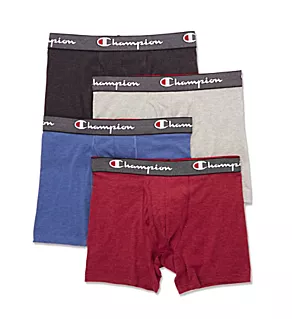 Cotton Stretch Performance Boxer Brief - 4 Pack Black/Blue/Red/Grey M
