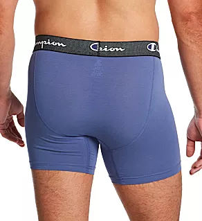 Cotton Stretch Performance Boxer Brief - 4 Pack Black/Blue/Grey/Print L