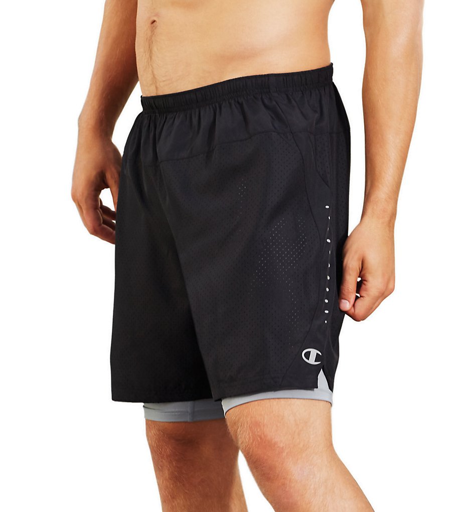 Champion 80730 Cool Control 7 Inch Short Compression Boxer Brief (Black/Concrete)