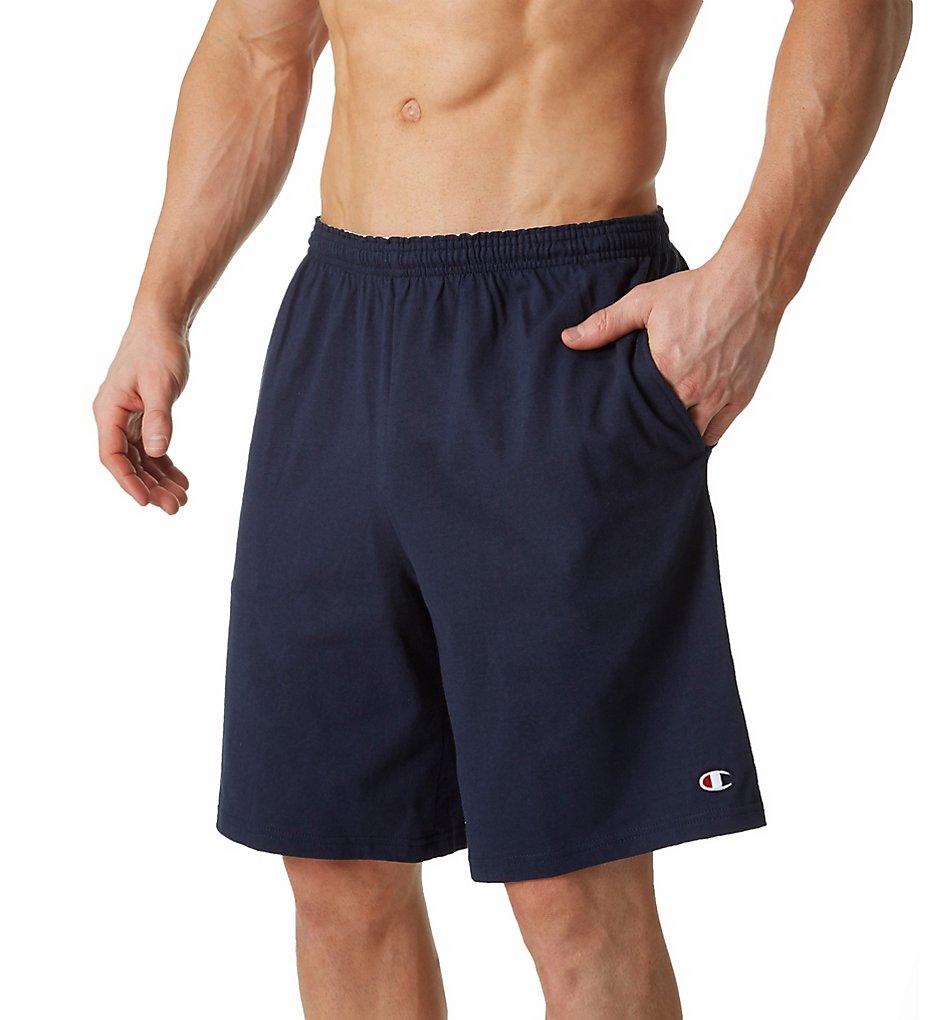 Champion 85653 Authentic Cotton Jersey 9 Inch Short with Pockets (Navy)