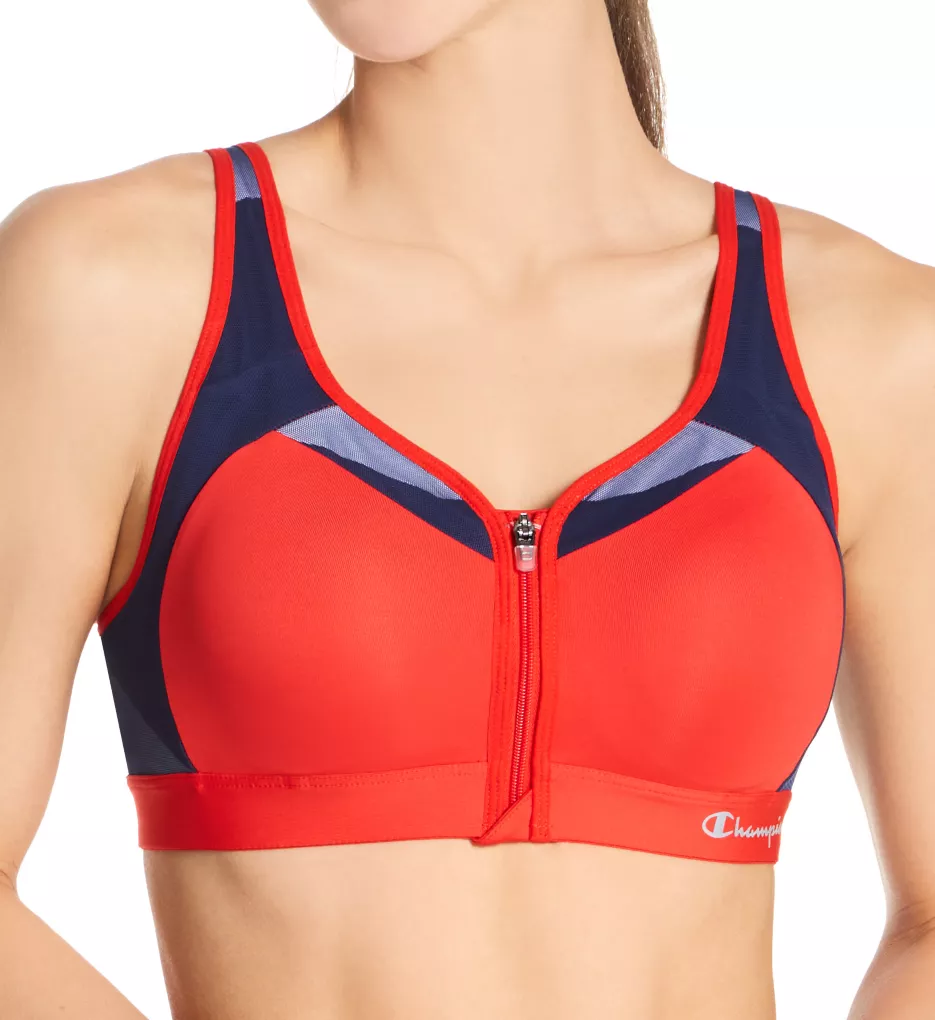 Motion Control Front Zip Sports Bra Red Flame 34B