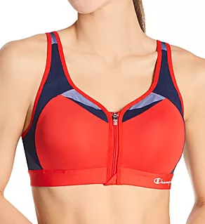 Motion Control Front Zip Sports Bra Red Flame 34B