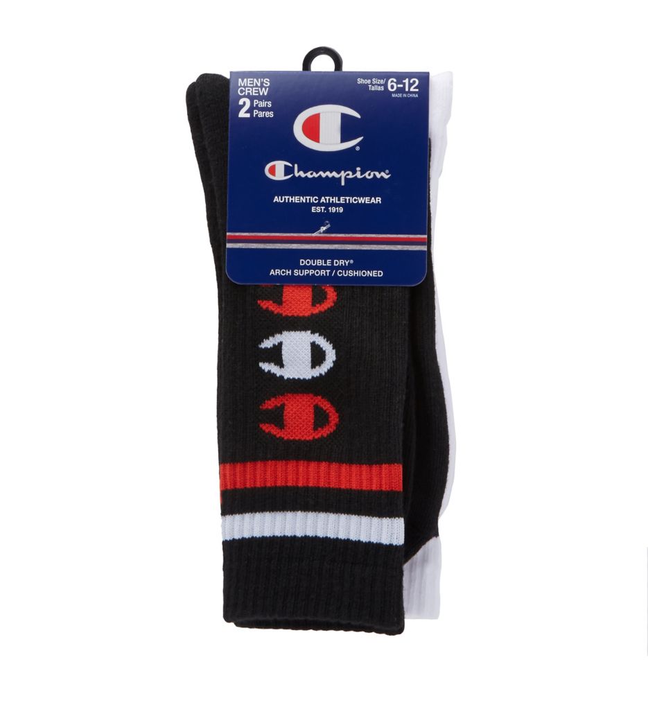 Men's Performance Vertical Logo Crew Sock - 2 Pack-fs