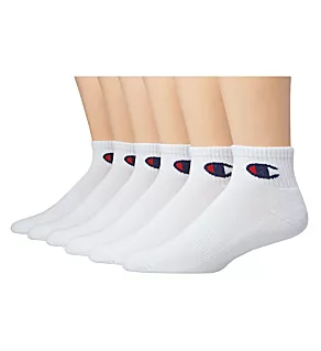 Men's Logo Ankle Socks - 6 Pack White 10-13