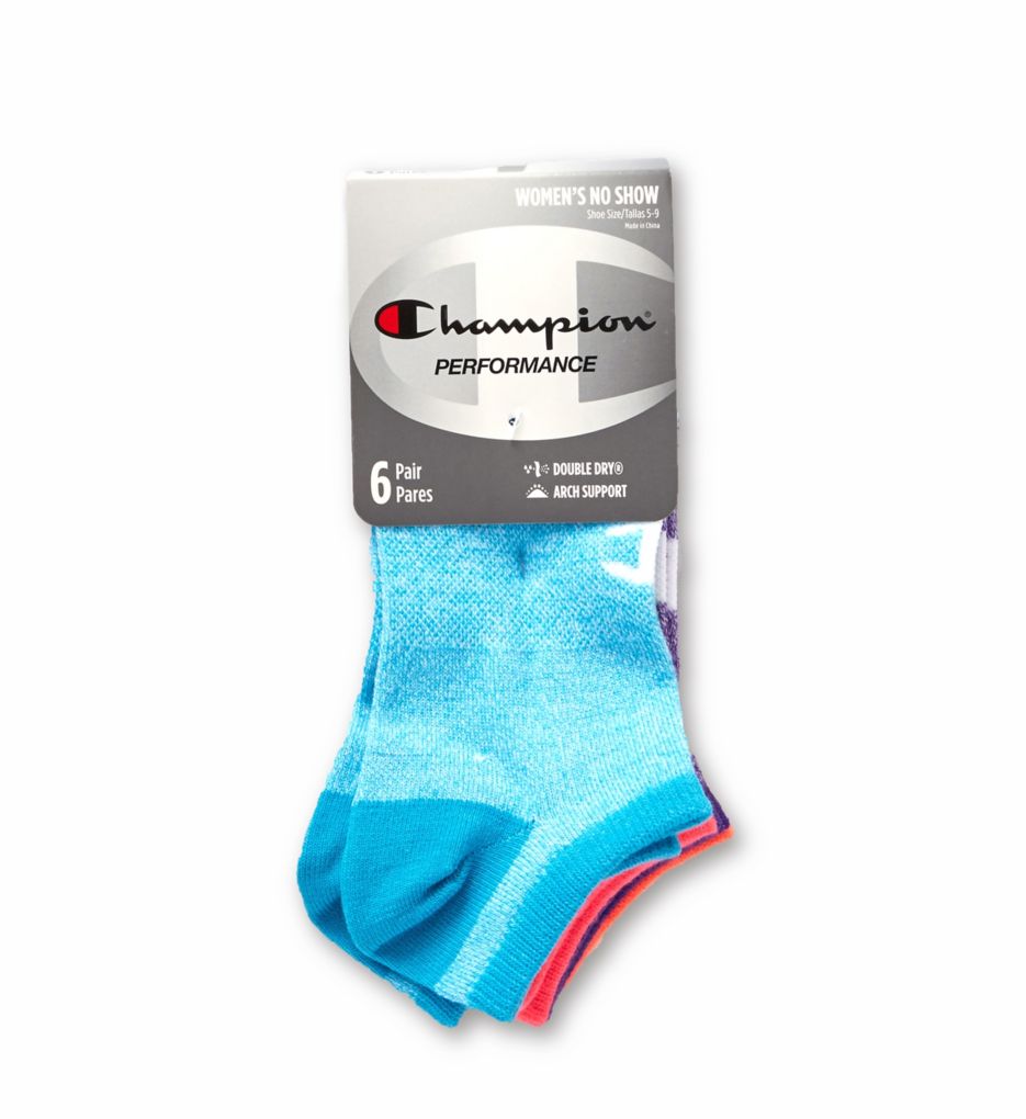 Core Performance Double Dry No Show Socks - 6 Pair-fs