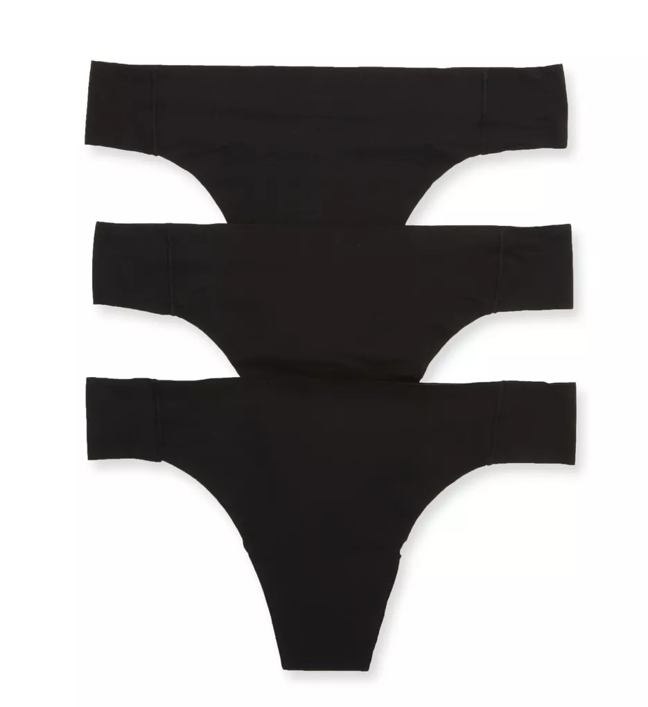 Free Cut Thong Panty - 3 Pack Black x3 L