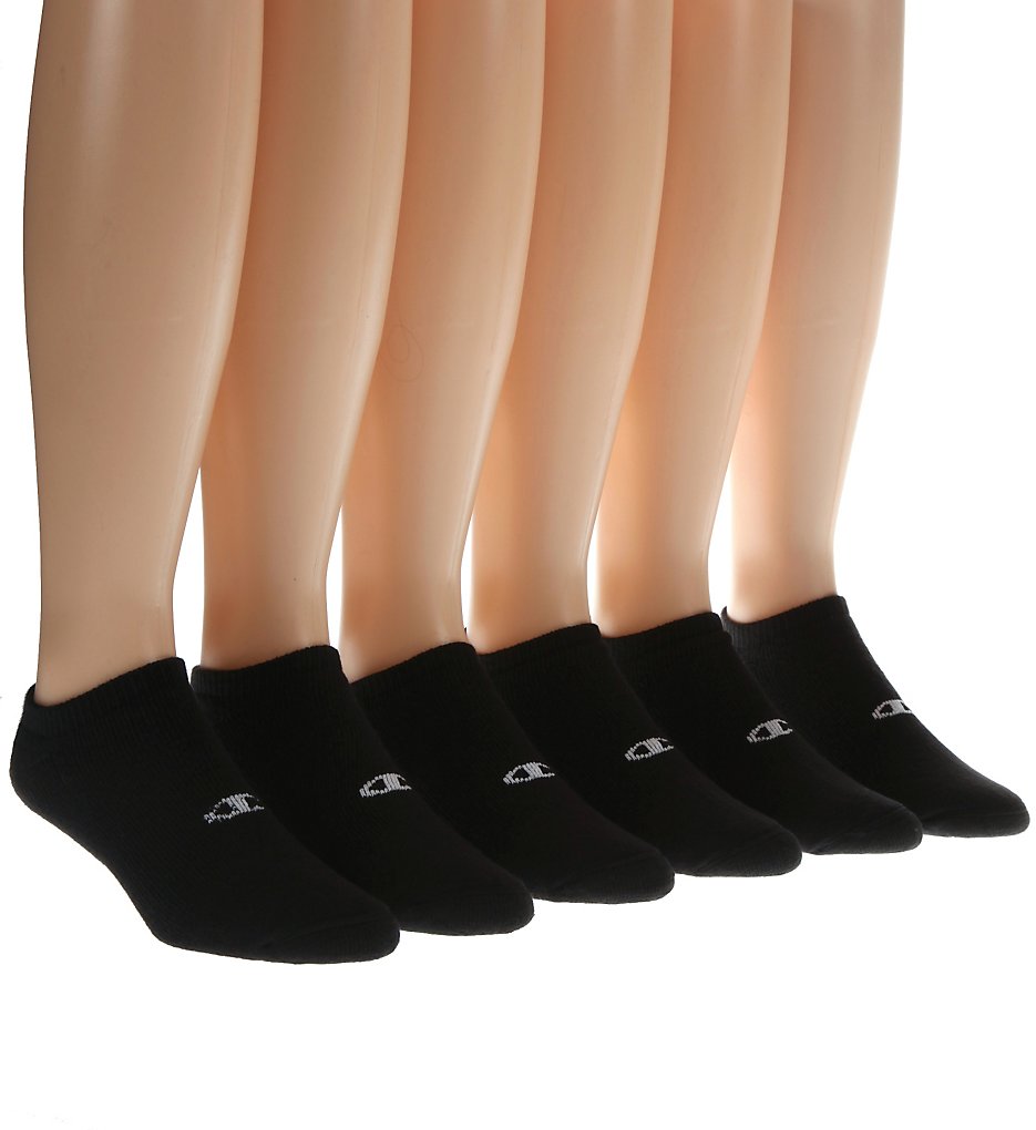Champion CH608 Double Dry No Show Sock - 6 Pack (Black 6-12)