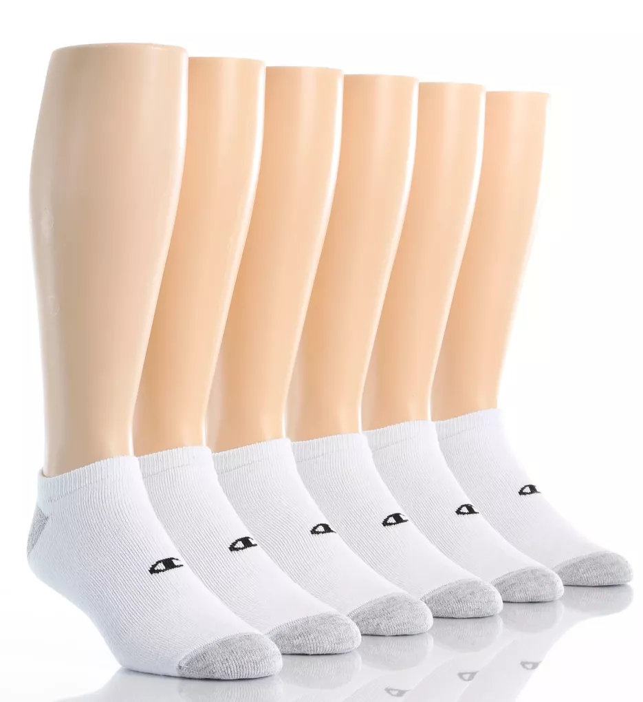 Double Dry No Show Sock - 6 Pack WHT 12-14
