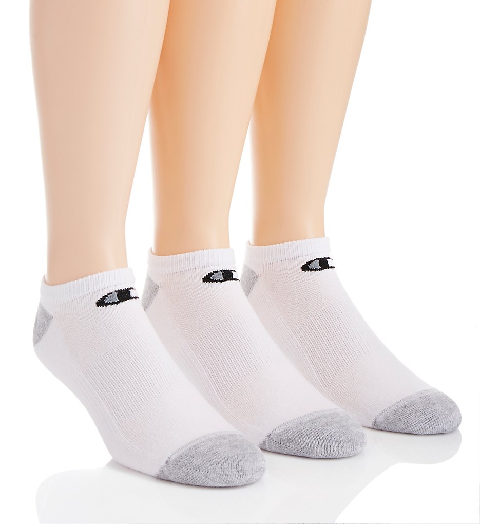 Champion CH609 Double Dry Performance No Show Socks - 6 Pack (White/Black 6-12)