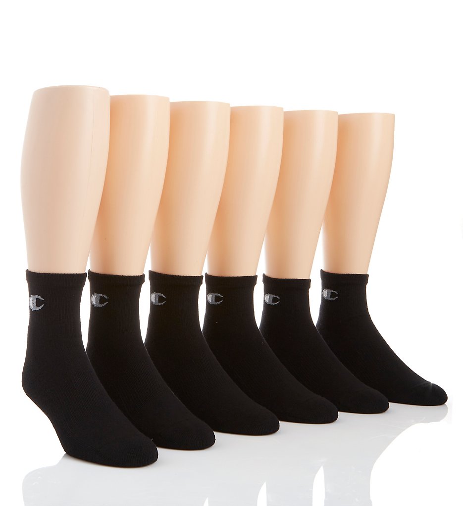 Champion CH610 Double Dry Performance Ankle Socks - 6 Pack (Black/Quicksilver 6-12)