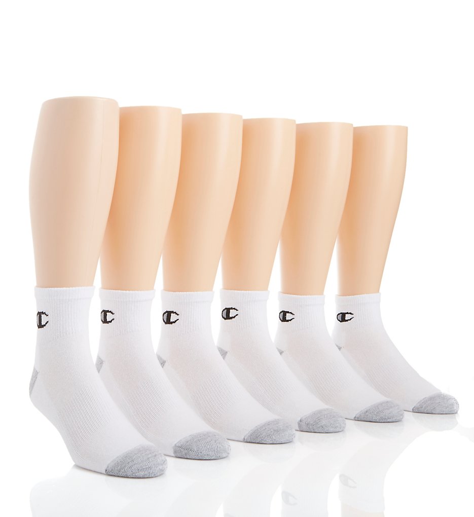 Champion CH610 Double Dry Performance Ankle Socks - 6 Pack (White/Black 6-12)