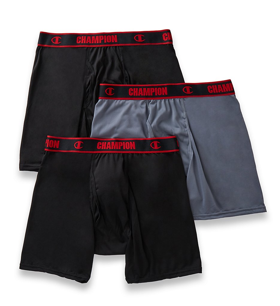 Champion CHAR Active Performance Boxer Briefs - 3 Pack (Black/Stormy Night/Blk)