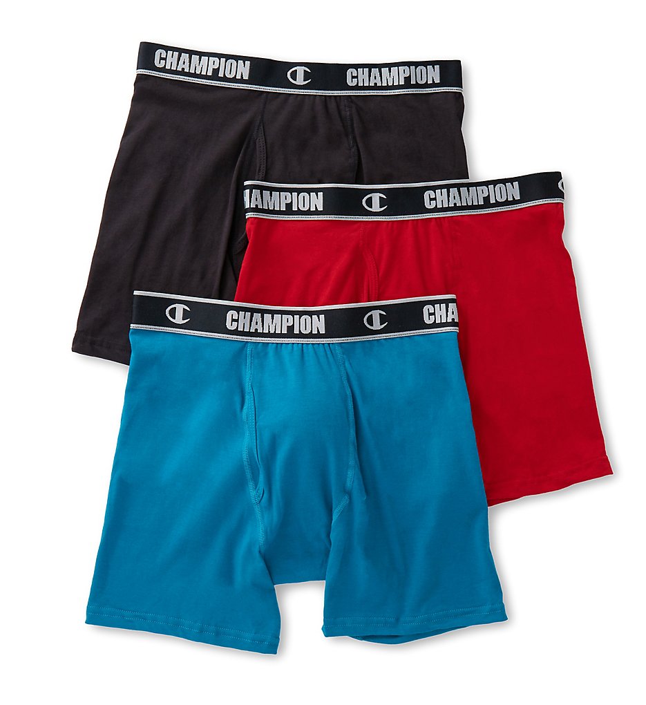 Champion CHCR Cotton Performance Boxer Briefs - 3 Pack (Black/Red/Mermaid)