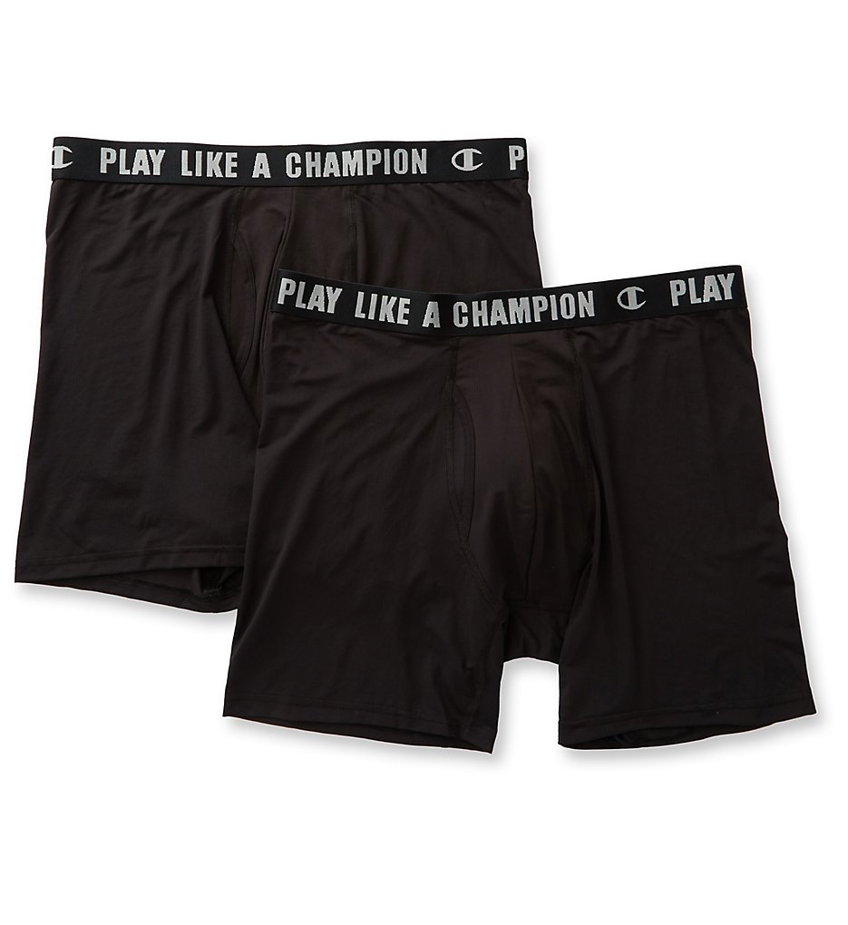 Champion CHLW Ultra Lightweight Boxer Briefs - 2 Pack (Black/Black)