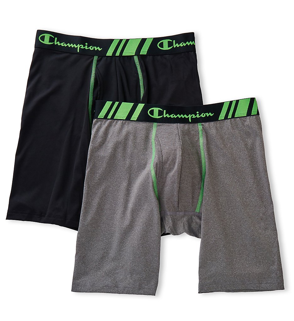 Champion CHTL Tech Performance Long Boxer Briefs - 2 Pack (Black/Dynamic Grey)