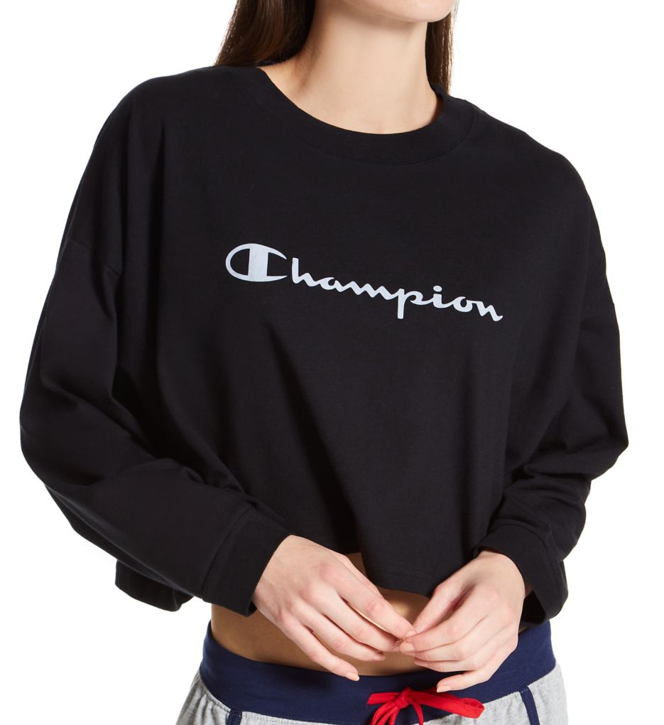 Champion Sleep Crop Tee Black/Silvertone 2X  - Image 1