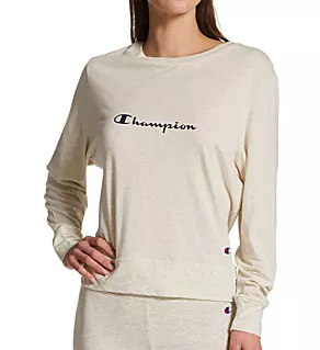 Long Sleeve Sleep Top Oatmeal Heather/Navy S