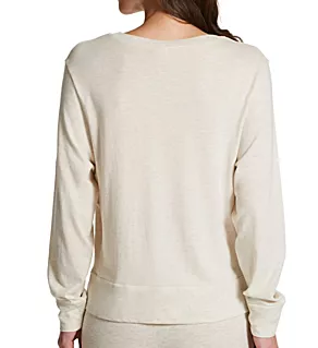 Long Sleeve Sleep Top Oatmeal Heather/Navy S
