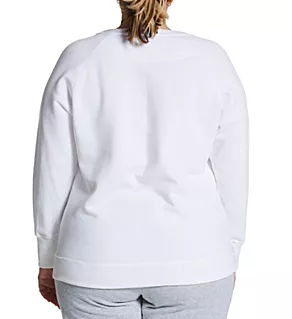 Plus Size Powerblend Fleece Graphic Pullover White 2X