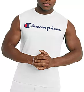 Classic Graphic Logo Jersey Muscle Shirt White 2XL