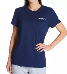 Boyfriend Script Logo 100% Cotton T-Shirt Athletic Navy M