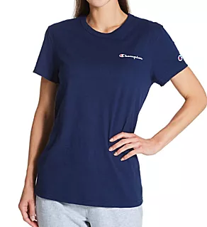 Boyfriend Script Logo 100% Cotton T-Shirt Athletic Navy M