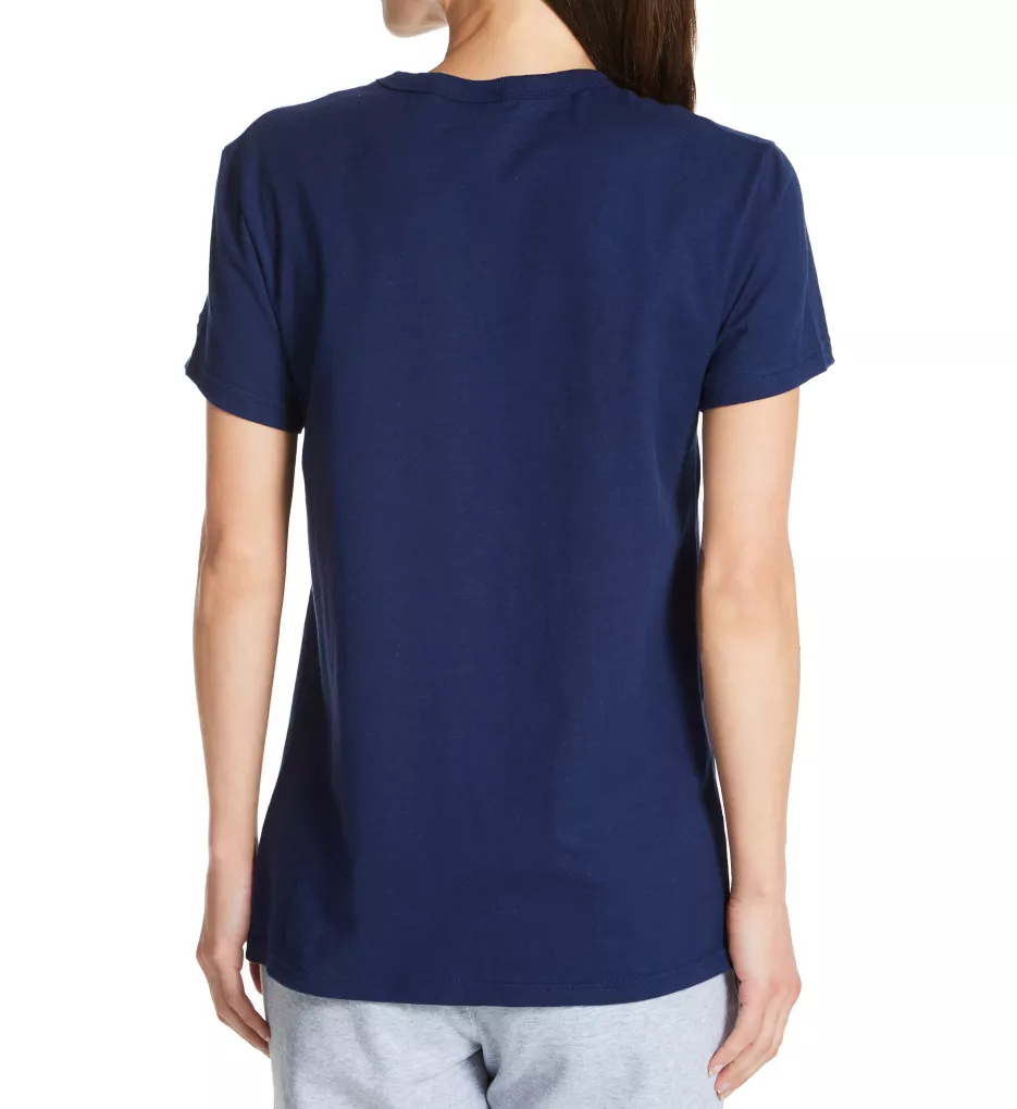 Boyfriend Script Logo 100% Cotton T-Shirt Athletic Navy S