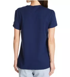 Boyfriend Script Logo 100% Cotton T-Shirt Athletic Navy M