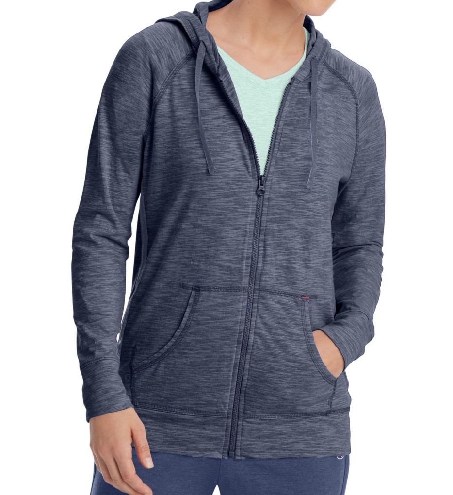 Heathered Jersey Full Zip Hooded Jacket-acs